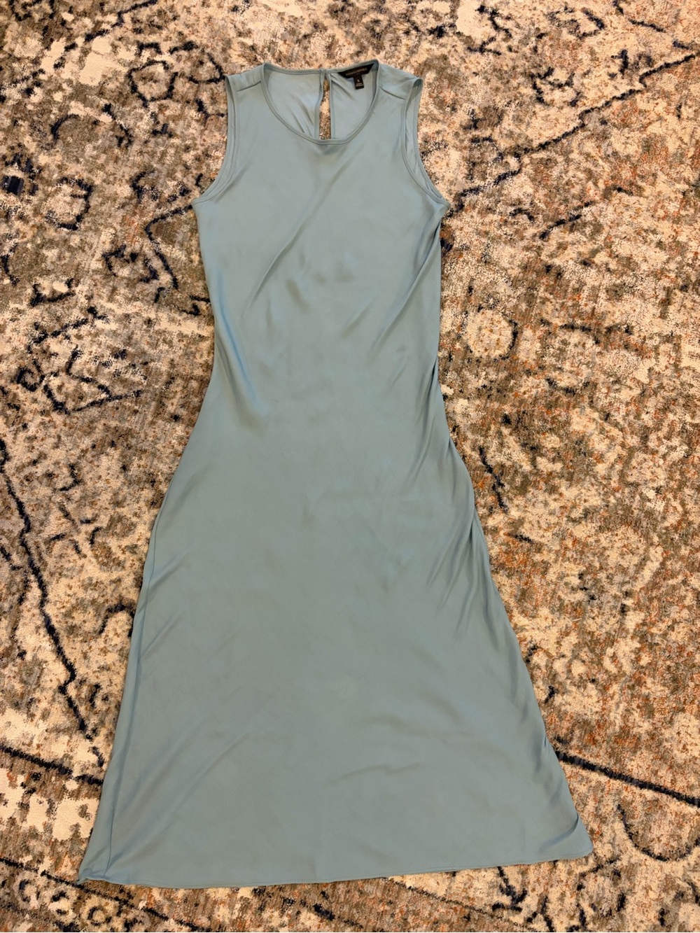 Banana Republic Satin Maxi Dress | Teal Blue Minimalist Slip Dress |  Sz Small - Picture 2 of 6